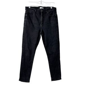 LOFT High Rise Skinny Crop Jeans Black Stretch Classic Denim Womens 31/12
